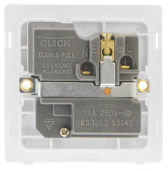 Click Definity Screwless Stainless Steel 1G 13A Single Switched Socket White Insert