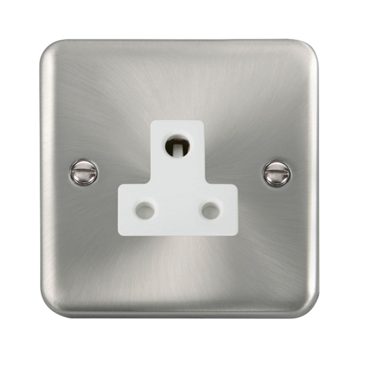 Click Deco Plus Satin Chrome 1G 5A Round Pin Single Socket White Insert