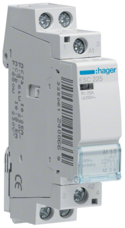 Hager 25 Amp 230V 2NO Contactor Single Module