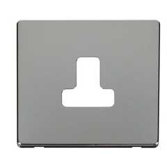 Click Definity Screwless Polished Chrome 1G 5A Round Pin Single Socket Black Insert