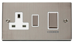 Click Deco Stainless Steel 2G 45A DP Cooker Control Unit White Insert