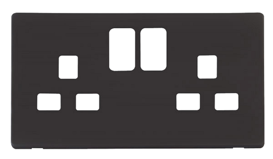 Click Definity Screwless Black 2G 13A Double Switched Socket Black Insert