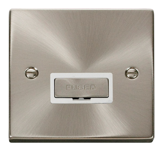 Click Deco Satin Chrome 1G 13A Unswitched Fused Connection Unit White Insert