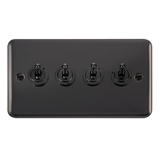 Click Deco Plus Black Nickel 4G 2W Quadruple Dolly Light Switch