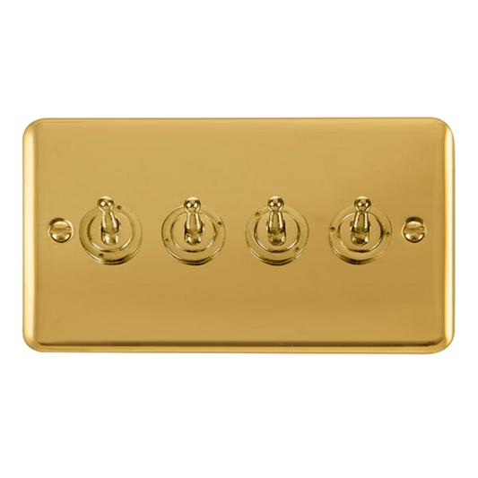 Click Deco Plus Polished Brass 4G 2W Quadruple Dolly Light Switch