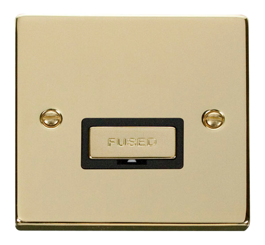 Click Deco Polished Brass 1G 13A Unswitched Fused Connection Unit Black Insert