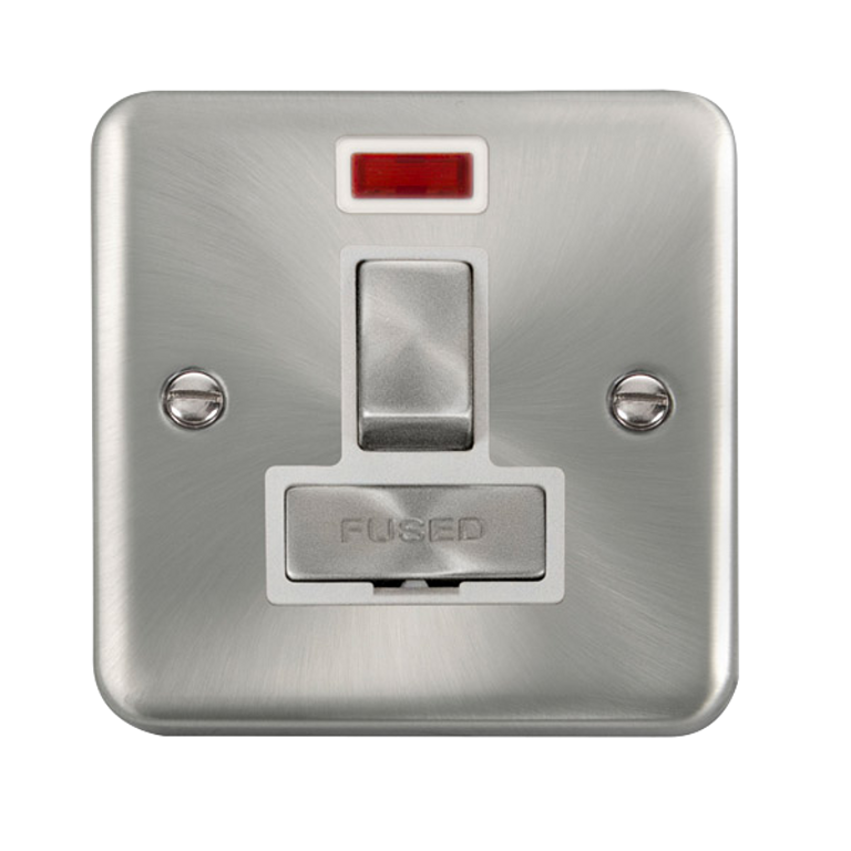 Click Deco Plus Satin Chrome 1G 13A Switched Fused Connection Unit & Neon White Insert