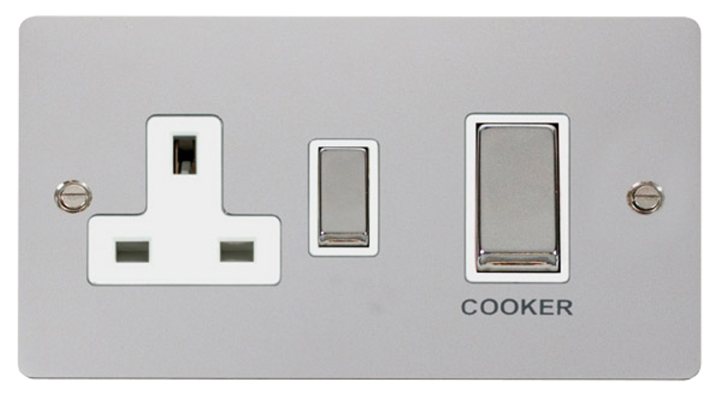 Click Define Polished Chrome 2G 45A DP Cooker Control Unit White Insert