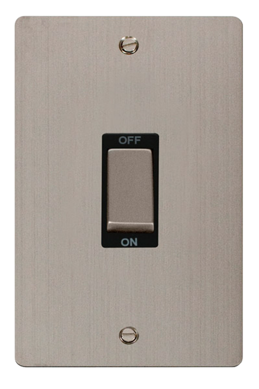Click Define Stainless Steel 2G 45A DP Vertical Switch Black Insert