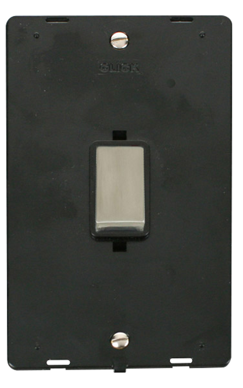 Click Definity Screwless Stainless Steel 2G 45A DP Vertical Switch Black Insert