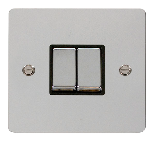 Click Define Polished Chrome 2G 2W Double Light Switch Black Insert