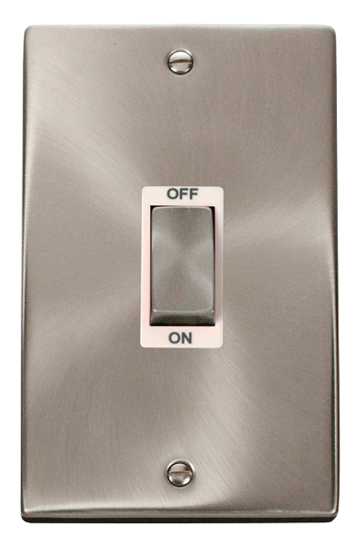 Click Deco Satin Chrome 2G 45A DP Vertical Switch White Insert