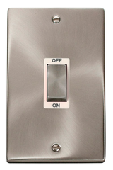 Click Deco Satin Chrome 2G 45A DP Vertical Switch White Insert