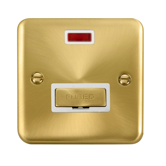 Click Deco Plus Satin Brass 1G 13A Unswitched Fused Connection Unit & Neon White Insert