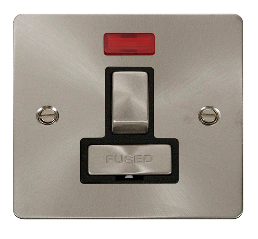 Click Define Brushed Stainless 1G 13A Switched Fused Connection Unit & Neon Black Insert