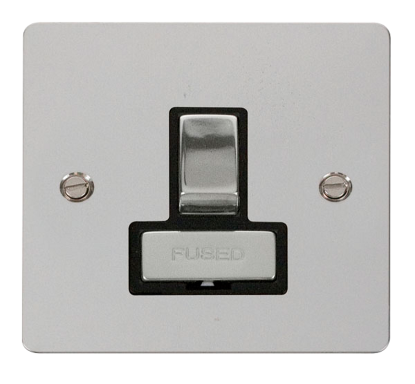 Click Define Polished Chrome 1G 13A Switched Fused Connection Unit Black Insert
