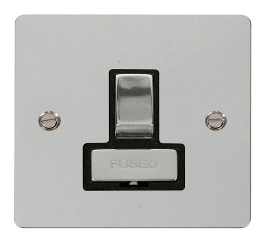 Click Define Polished Chrome 1G 13A Switched Fused Connection Unit Black Insert