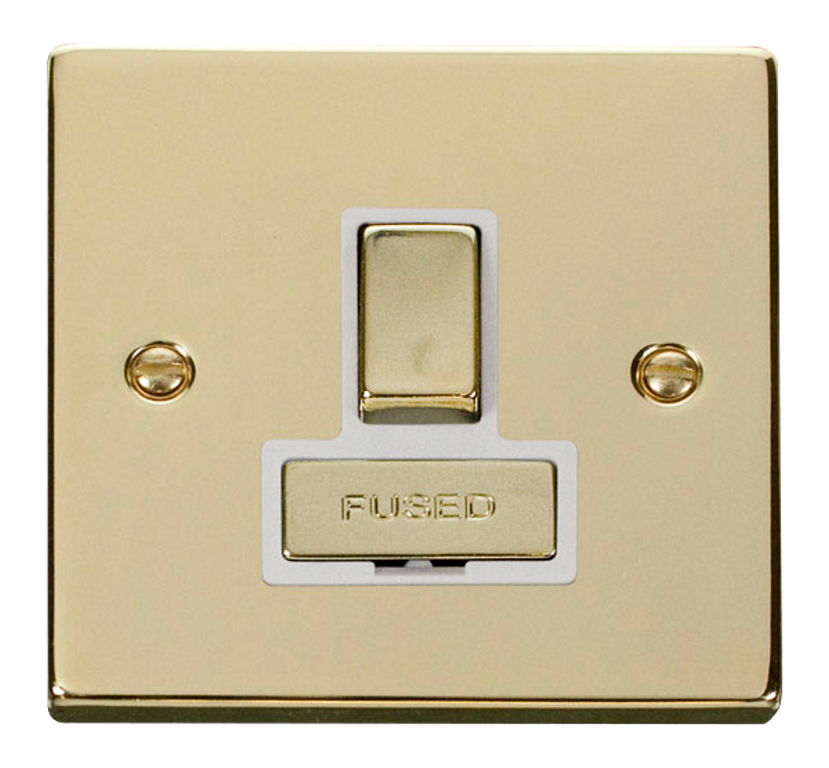 Click Deco Polished Brass 1G 13A Switched Fused Connection Unit White Insert
