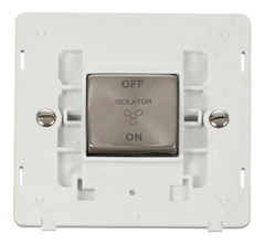 Click Definity Screwless Brushed Stainless 1G Fan Isolator Switch White Insert