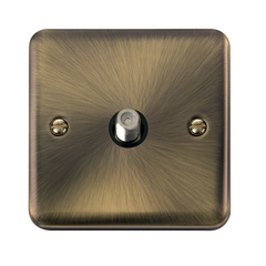 Click Deco Plus Antique Brass 1G F Satellite Outlet Plate Black Insert