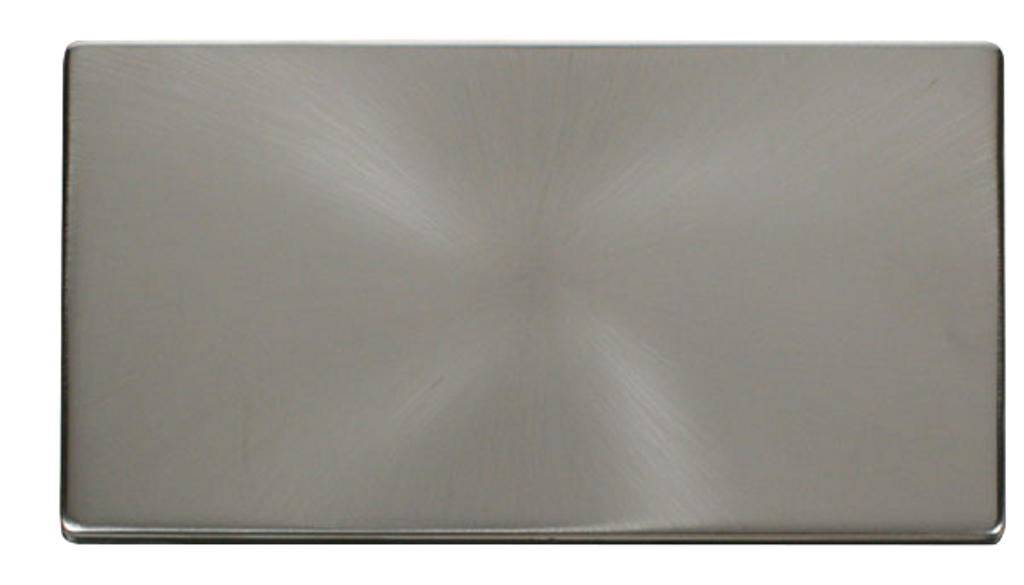 Click Definity Screwless Brushed Stainless 2G Double Blank Plate ...