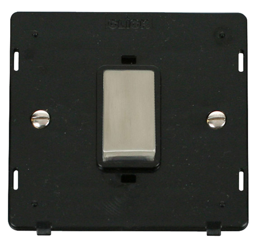 Click Definity Screwless Stainless Steel 1G 45A DP Switch Black Insert