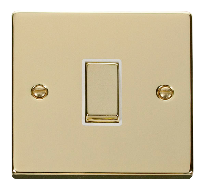 Click Deco Polished Brass 1G Intermediate Light Switch White Insert