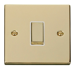 Click Deco Polished Brass 1G Intermediate Light Switch White Insert