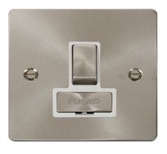 Click Define Brushed Stainless 1G 13A Switched Fused Connection Unit White Insert