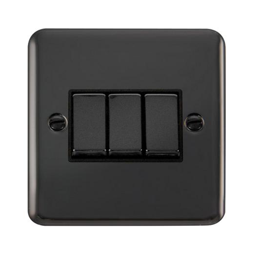 Click Deco Plus Black Nickel 3G 2W Triple Light Switch Black Insert